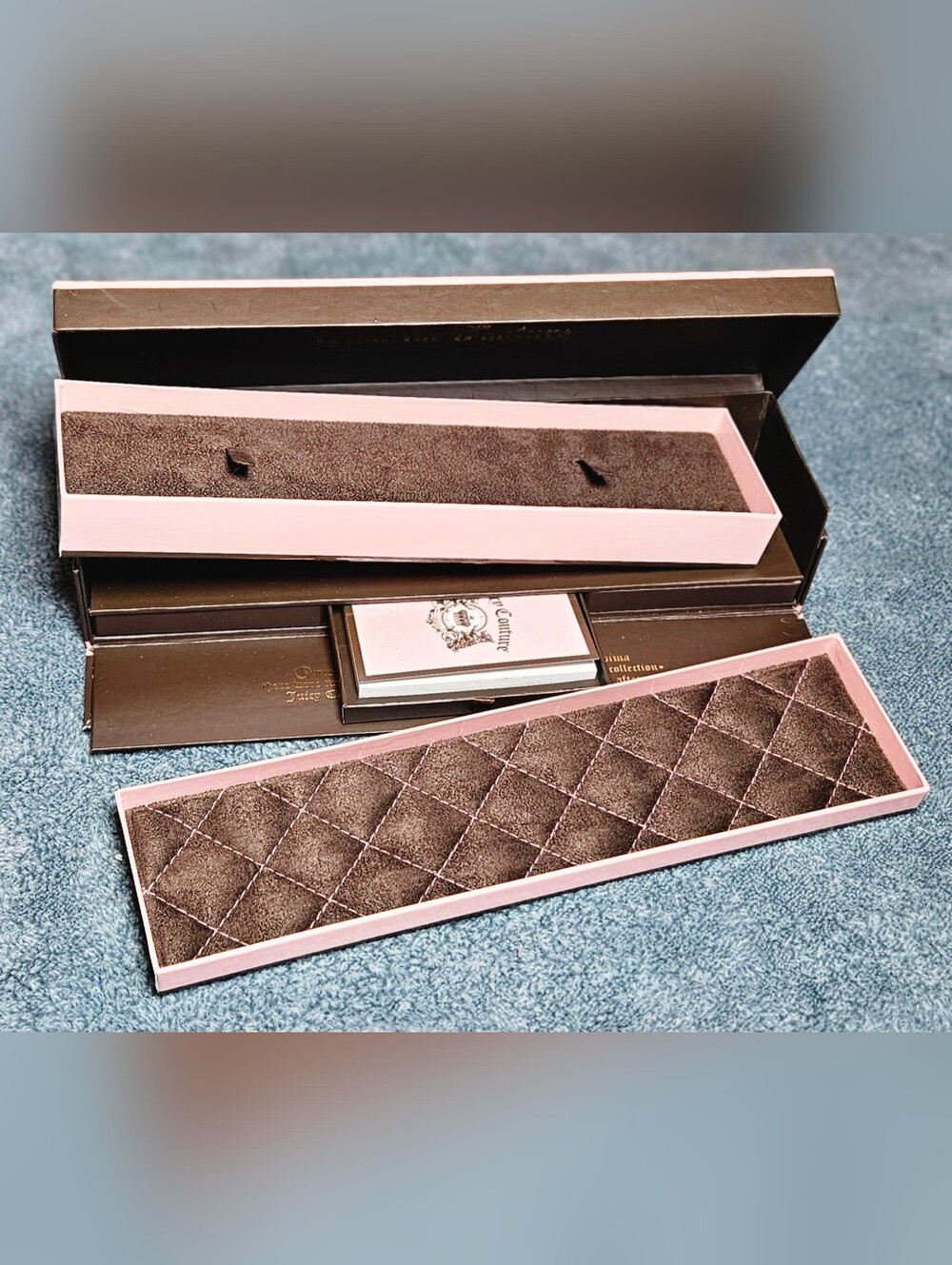 RARE Vintage Juicy Couture Brown Velvet Heart Jewelry Box Case Pink Satin Y2K